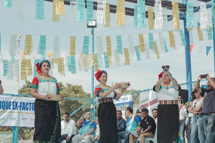 A former factory has been transformed into a public park and sports facility in Mexico